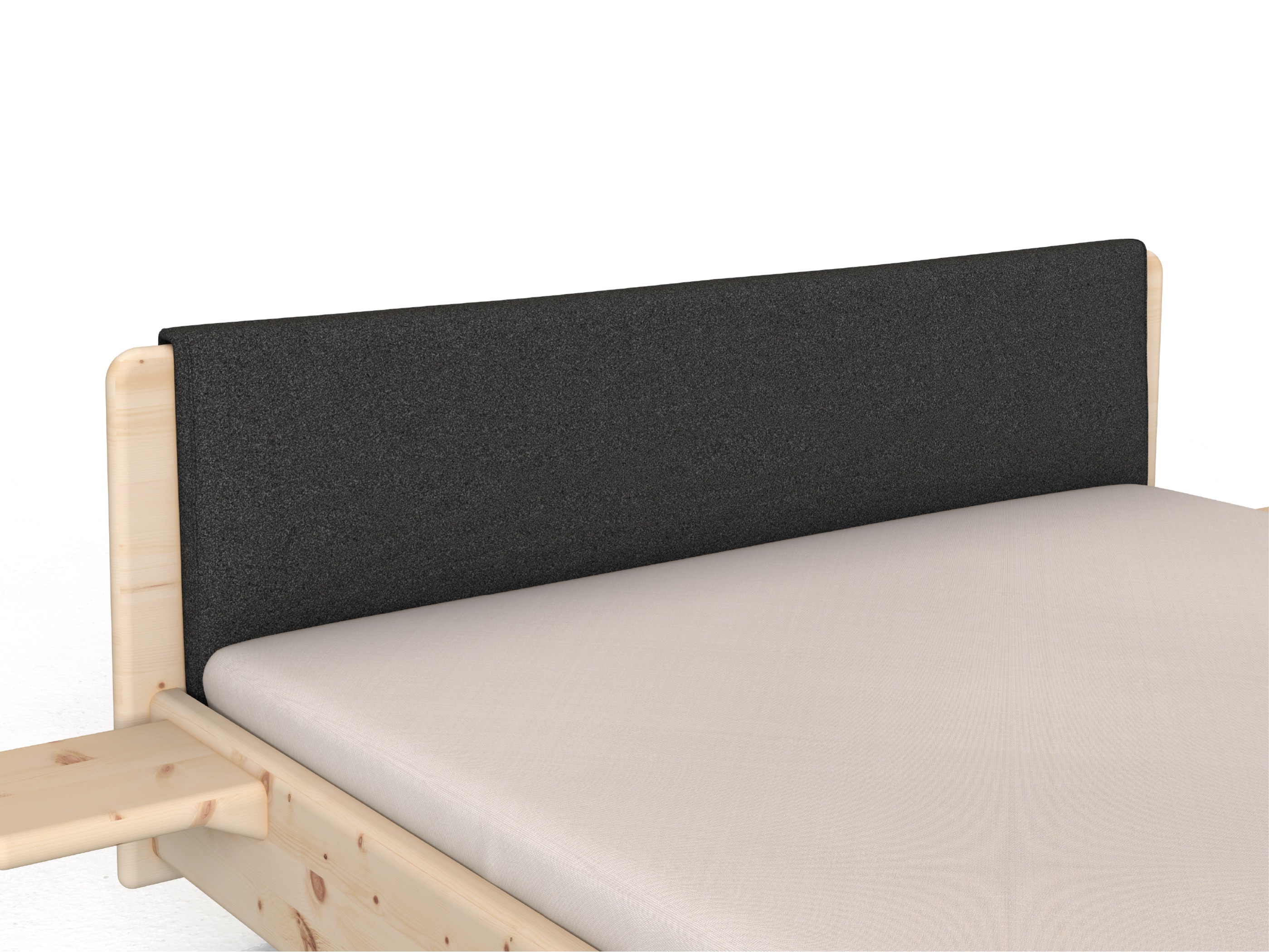 Stoffkopfteil „Charlotte" für ein Bett, Design: gerade einteilig - Stoff: Schafschurwolle „Loden“ in der Farbe Anthrazit