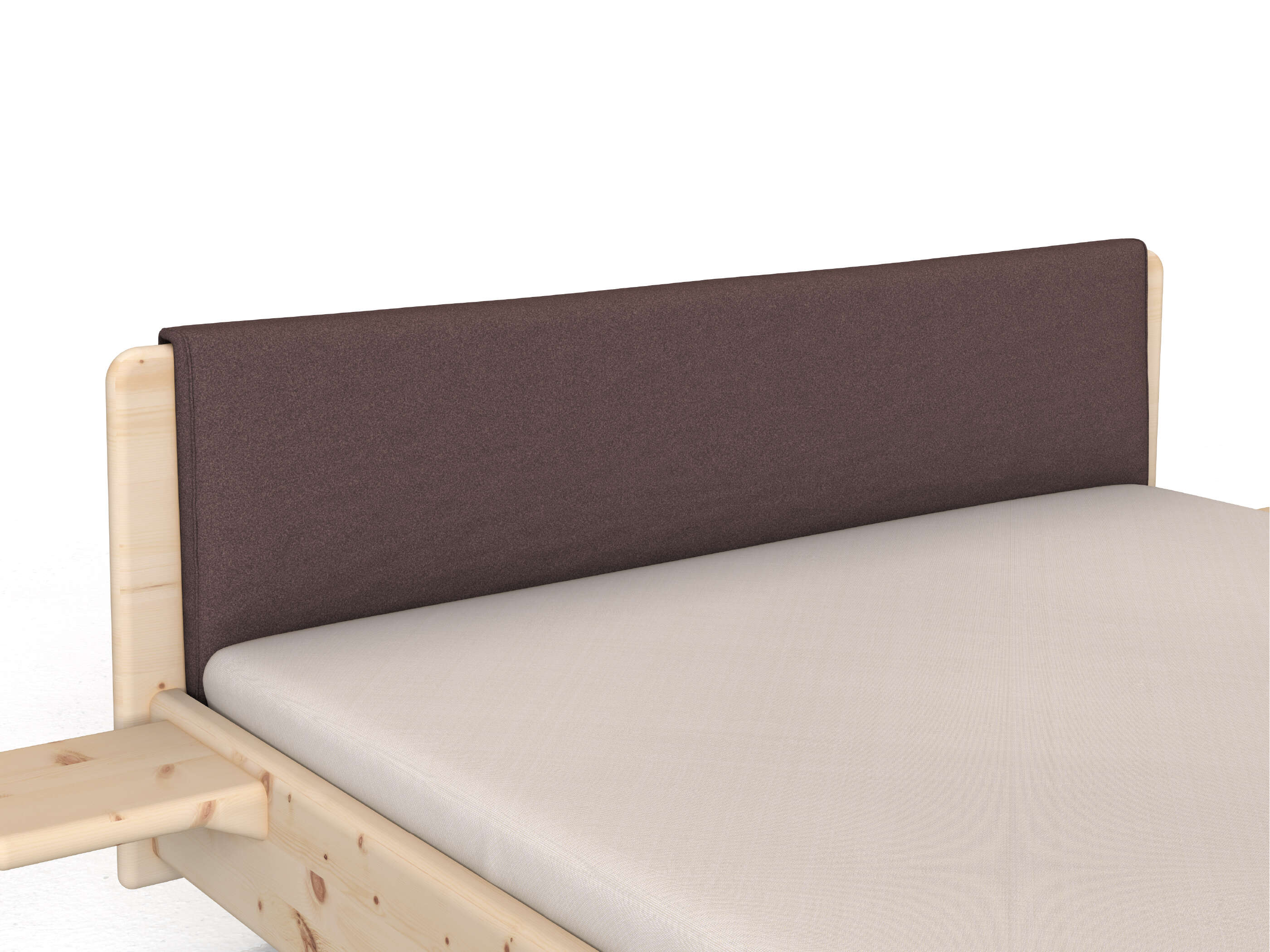 Stoffkopfteil „Charlotte" für ein Bett, Design: gerade einteilig - Stoff: Schafschurwolle „Loden“ in der Farbe Abenddämmerung