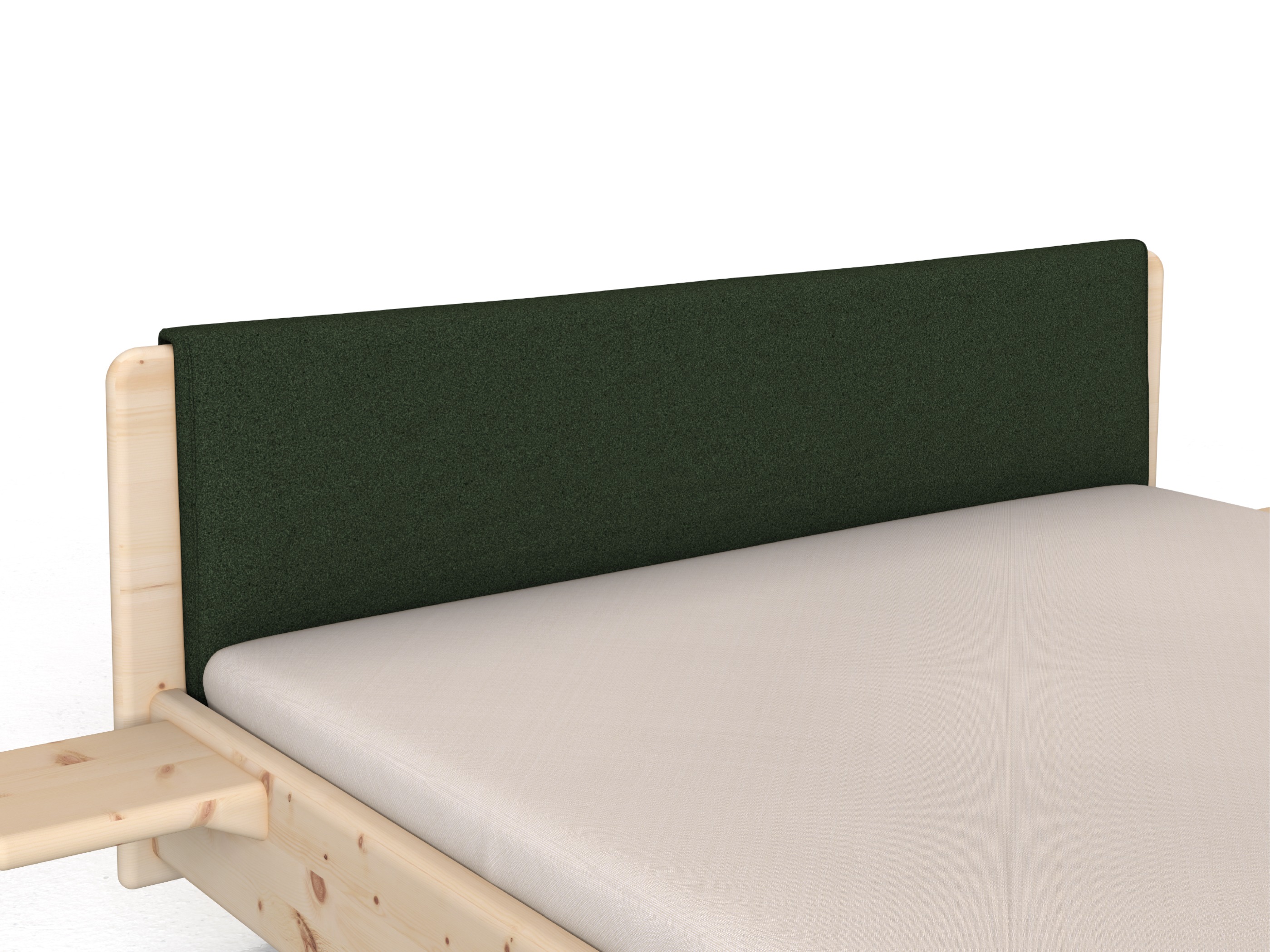 Stoffkopfteil „Charlotte" für ein Bett, Design: gerade einteilig - Stoff: Schafschurwolle „Loden“ in der Farbe Tannenwald