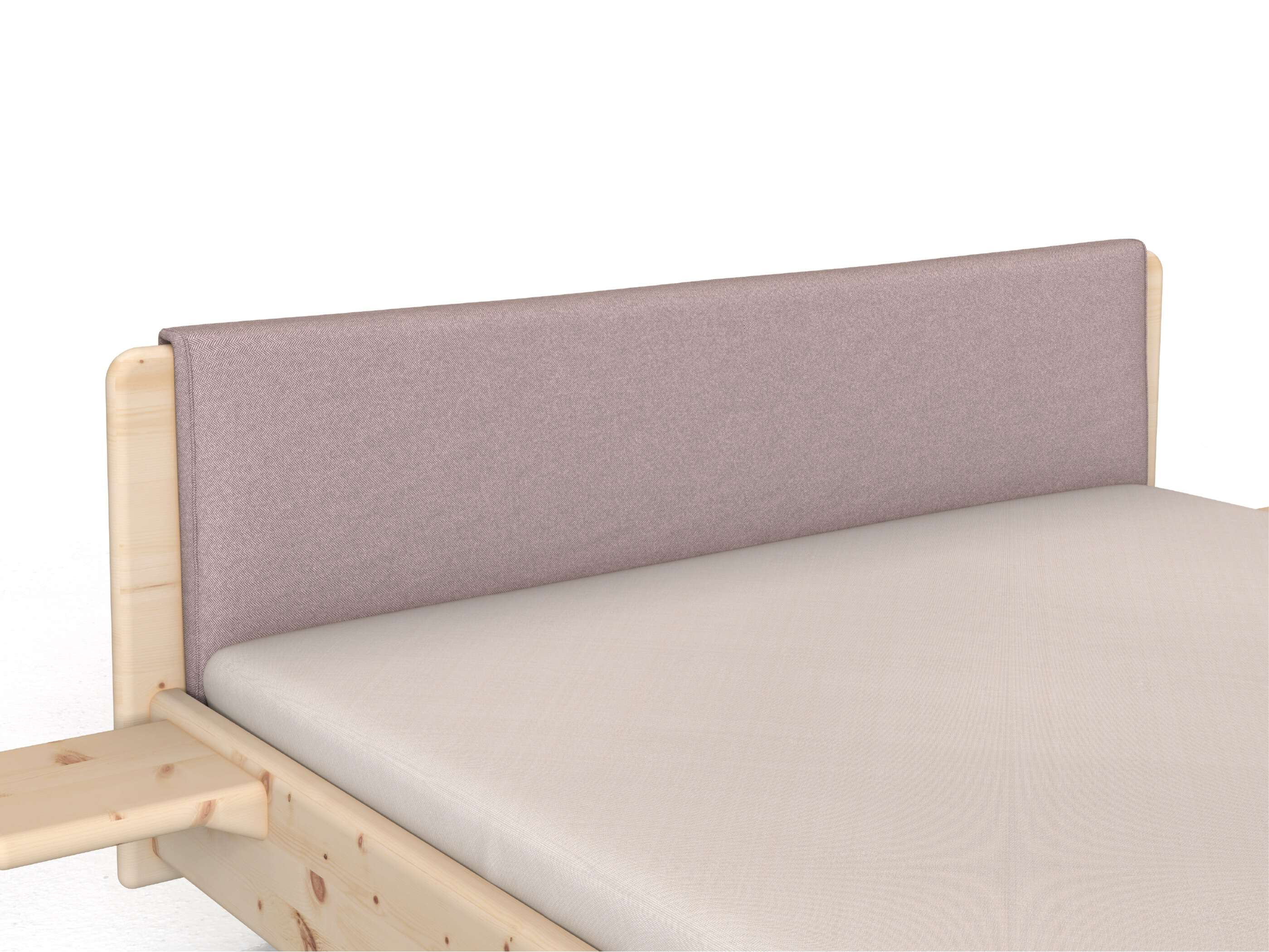 Stoffkopfteil „Charlotte" für ein Bett, Design: gerade einteilig - Stoff: Schafschurwolle „Fischgrät“ in der Farbe Zartflieder