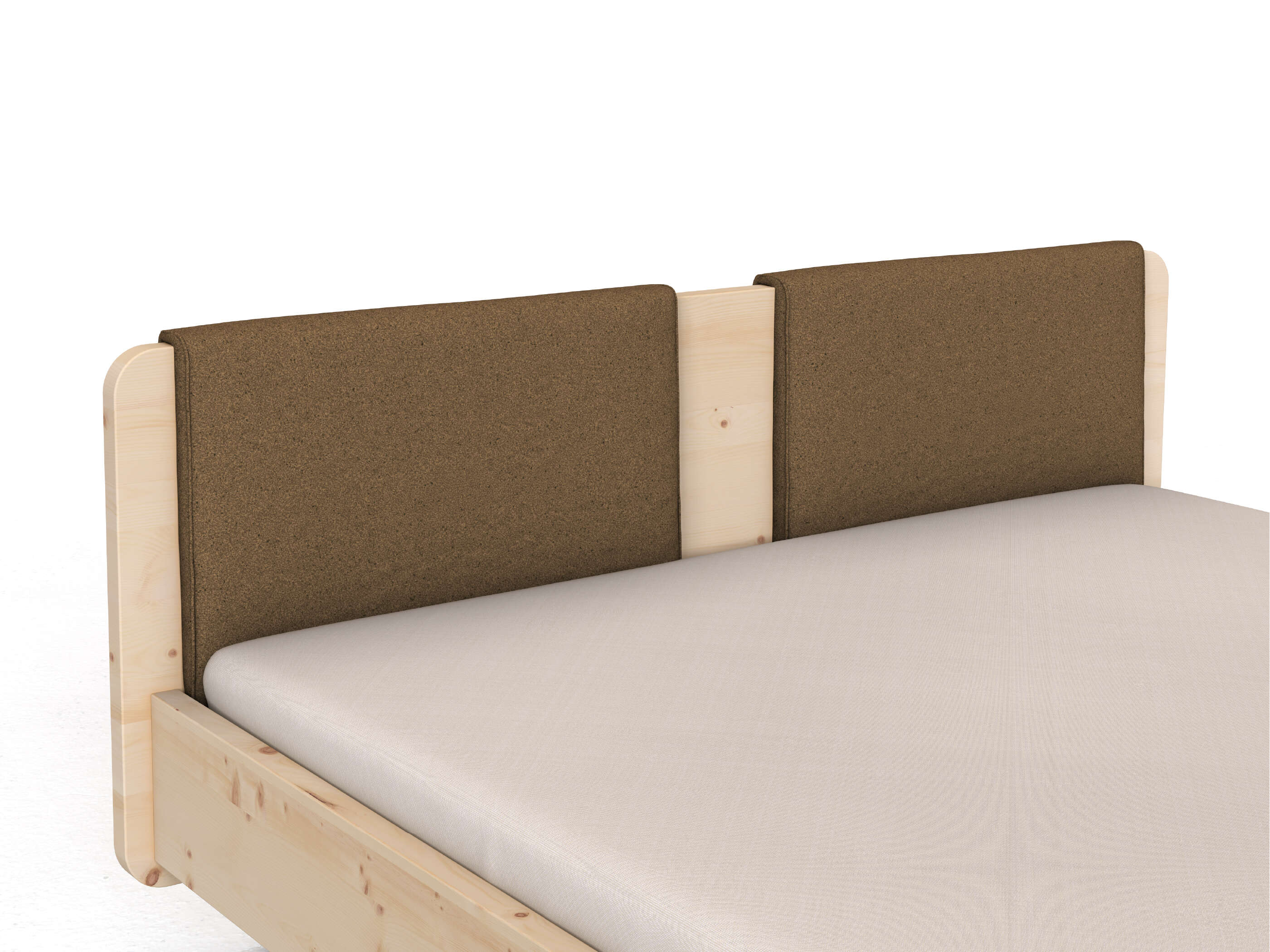 Stoffkopfteil „Charlotte" für ein Bett, Design: gerade zweiteilig - Stoff: Schafschurwolle „Loden“ in der Farbe Zimtrinde