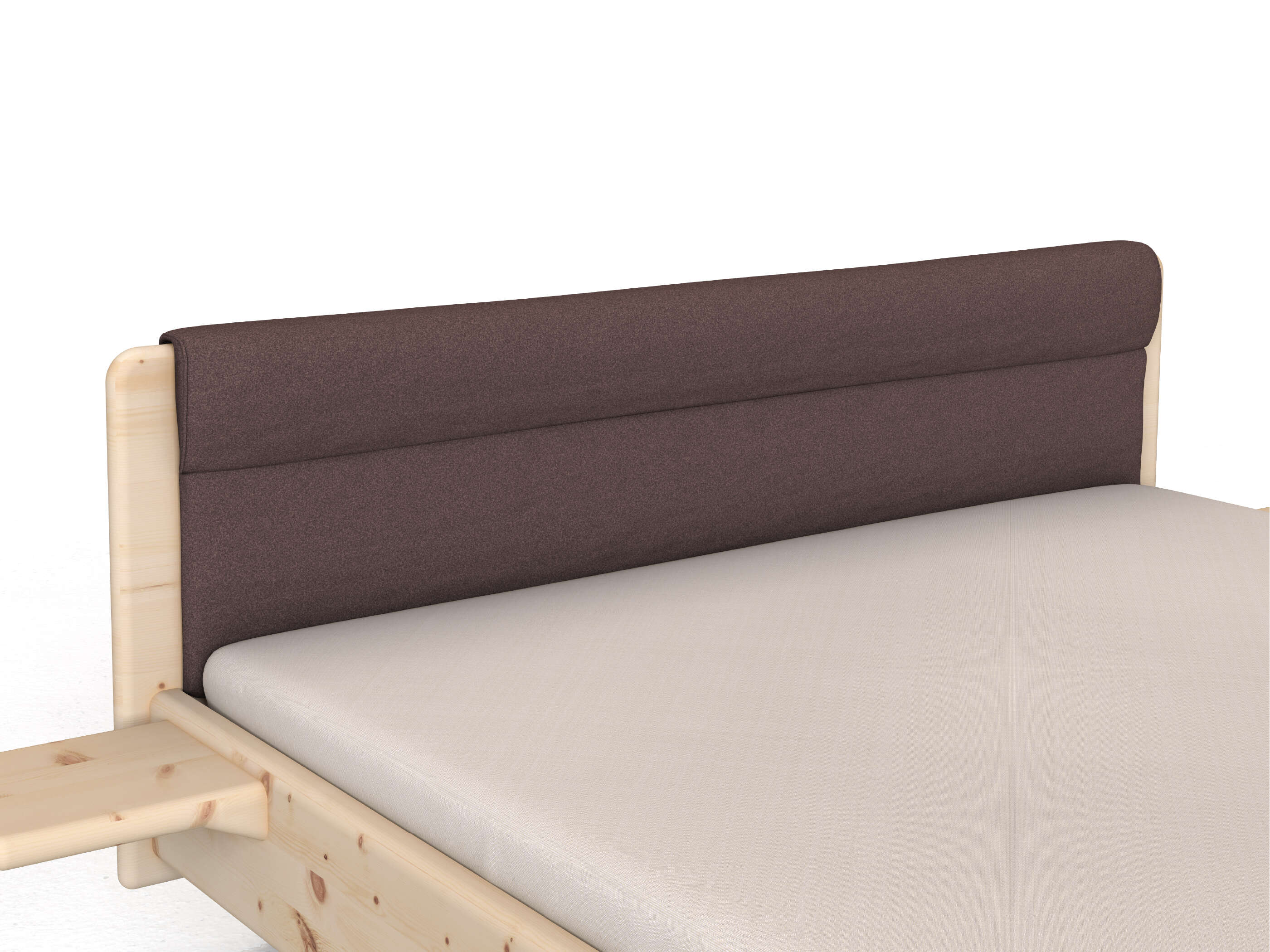 Stoffkopfteil „Charlotte" für ein Bett, Design: rund einteilig - Stoff: Schafschurwolle „Loden“ in der Farbe Abenddämmerung