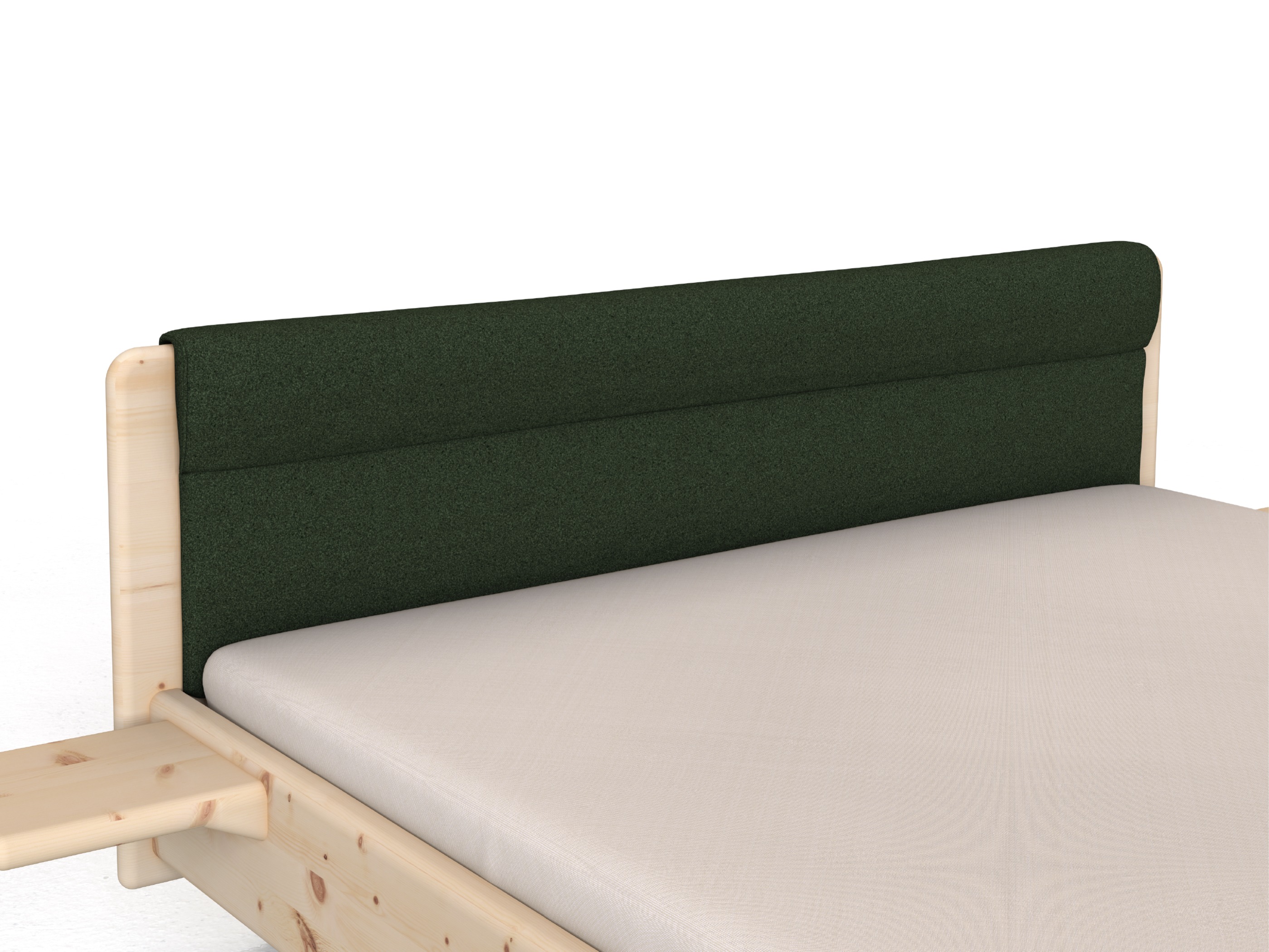 Stoffkopfteil „Charlotte" für ein Bett, Design: rund einteilig - Stoff: Schafschurwolle „Loden“ in der Farbe Tannenwald