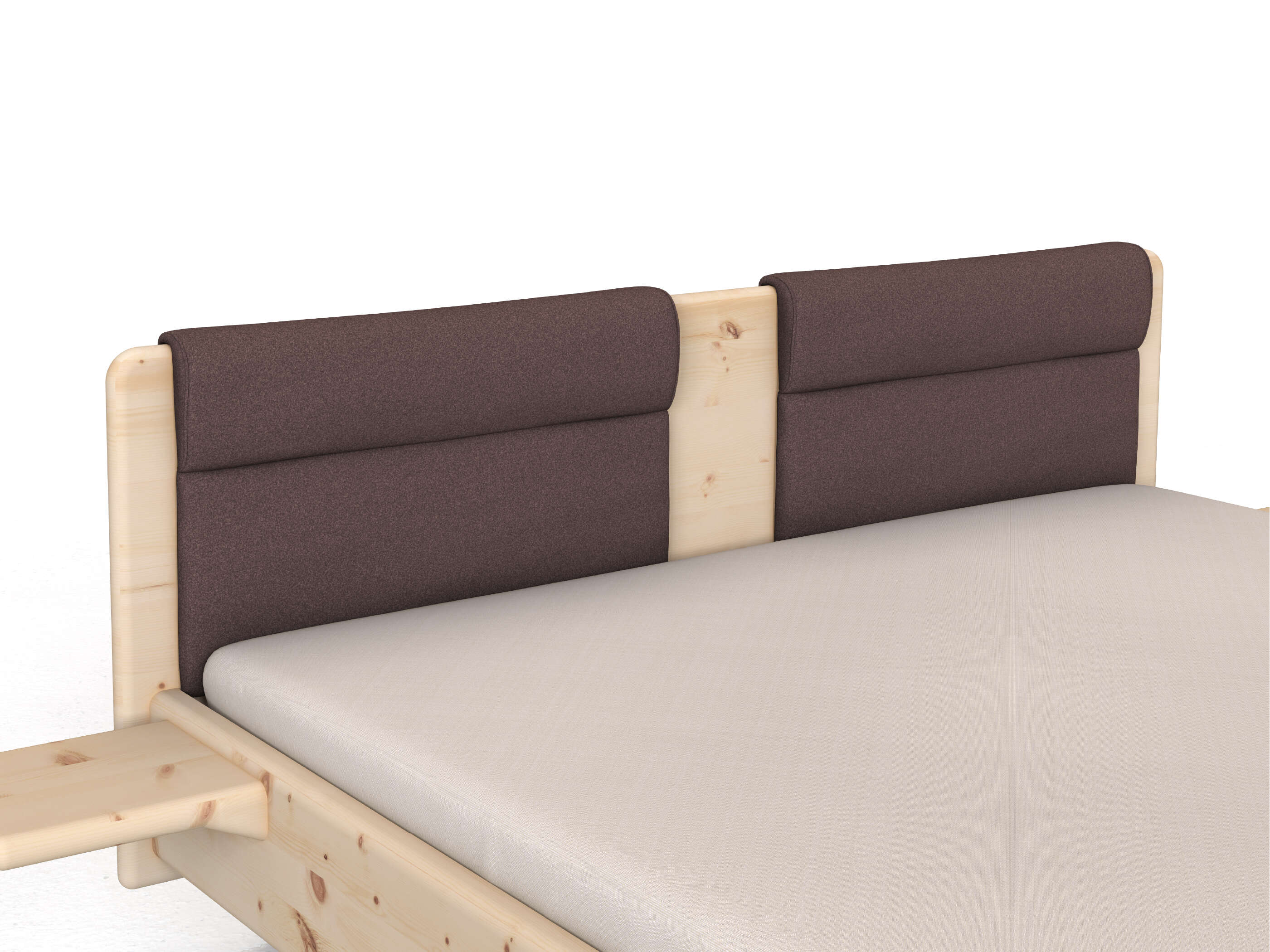 Stoffkopfteil „Charlotte" für ein Bett, Design: rund zweiteilig - Stoff: Schafschurwolle „Loden“ in der Farbe Abenddämmerung