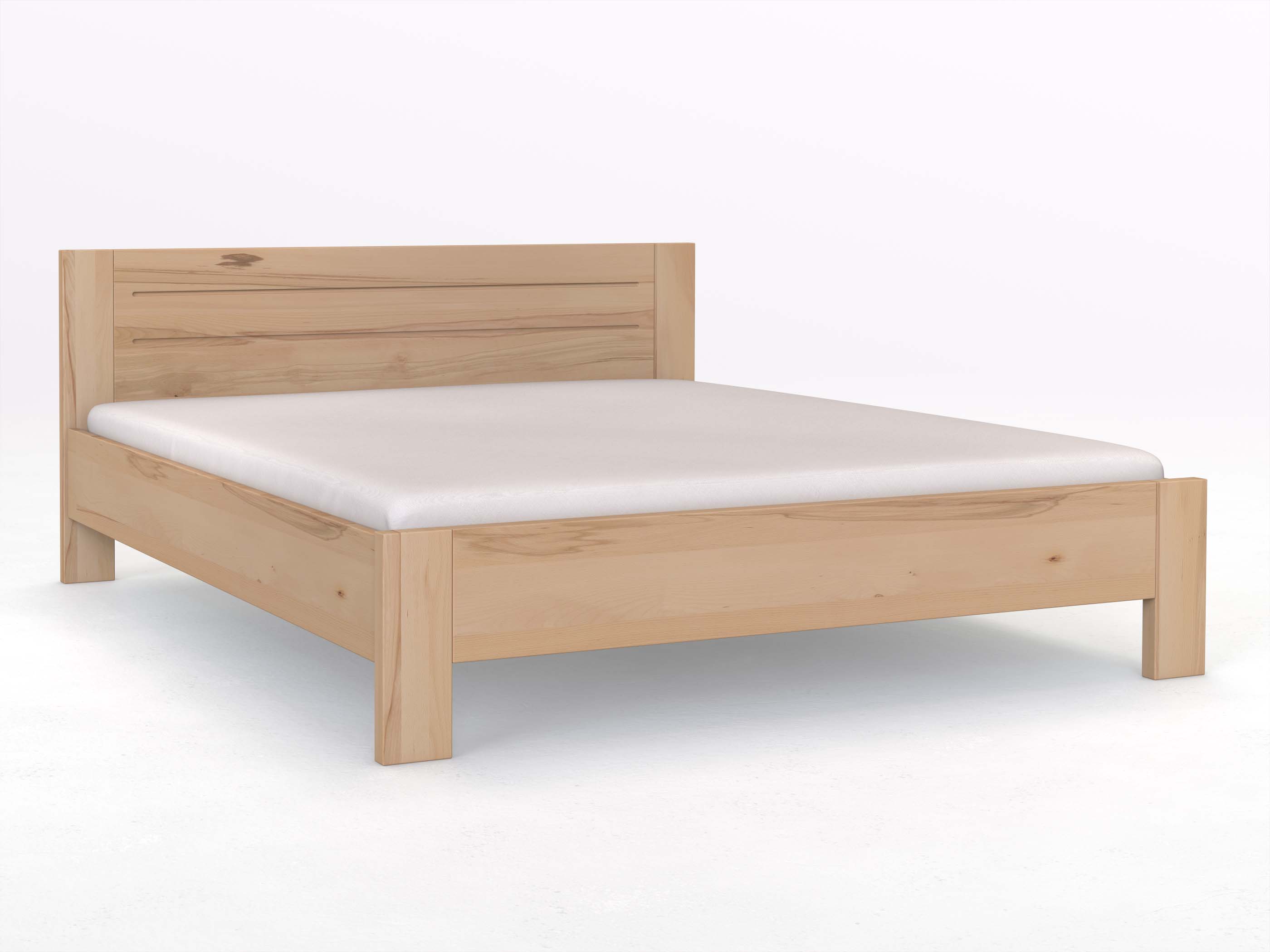 Kernbuchenbett „Bianca“ in 180 x 200 cm mit der Gravur „Doppellinien“