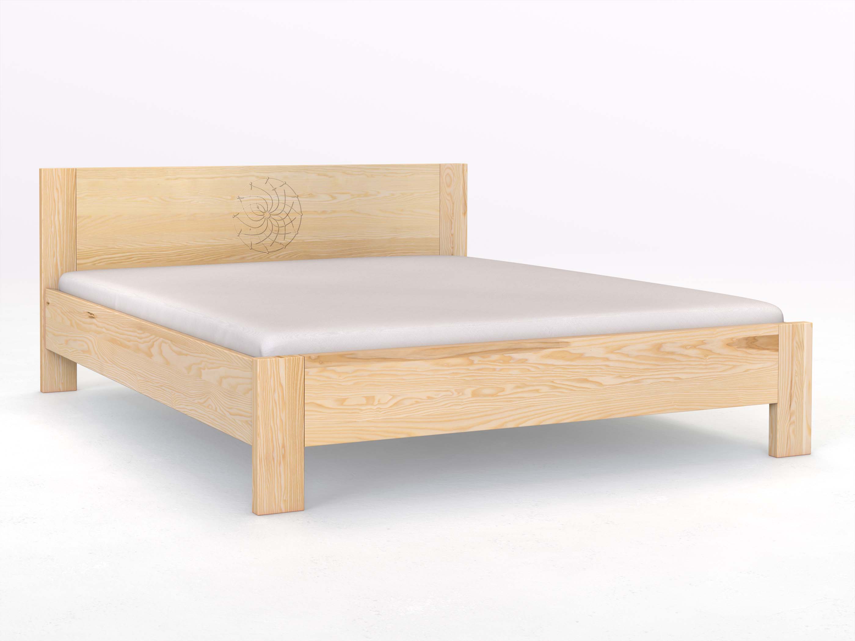 Eschenbett „Bianca“ in 180 x 200 cm mit der Gravur „Traumfänger“