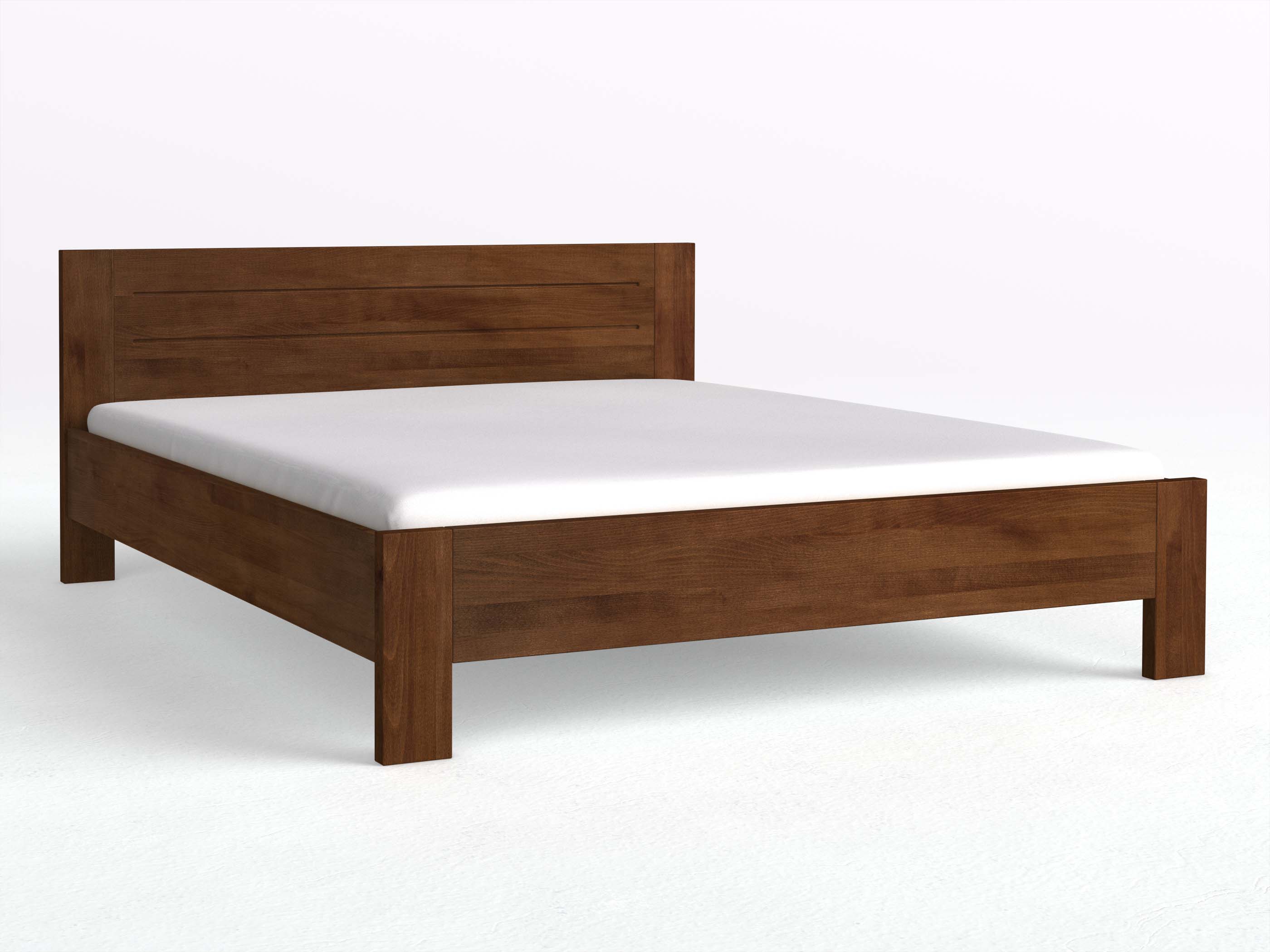 Buchenbett Dunkel „Bianca“ in 180 x 200 cm mit der Gravur „Doppellinien“