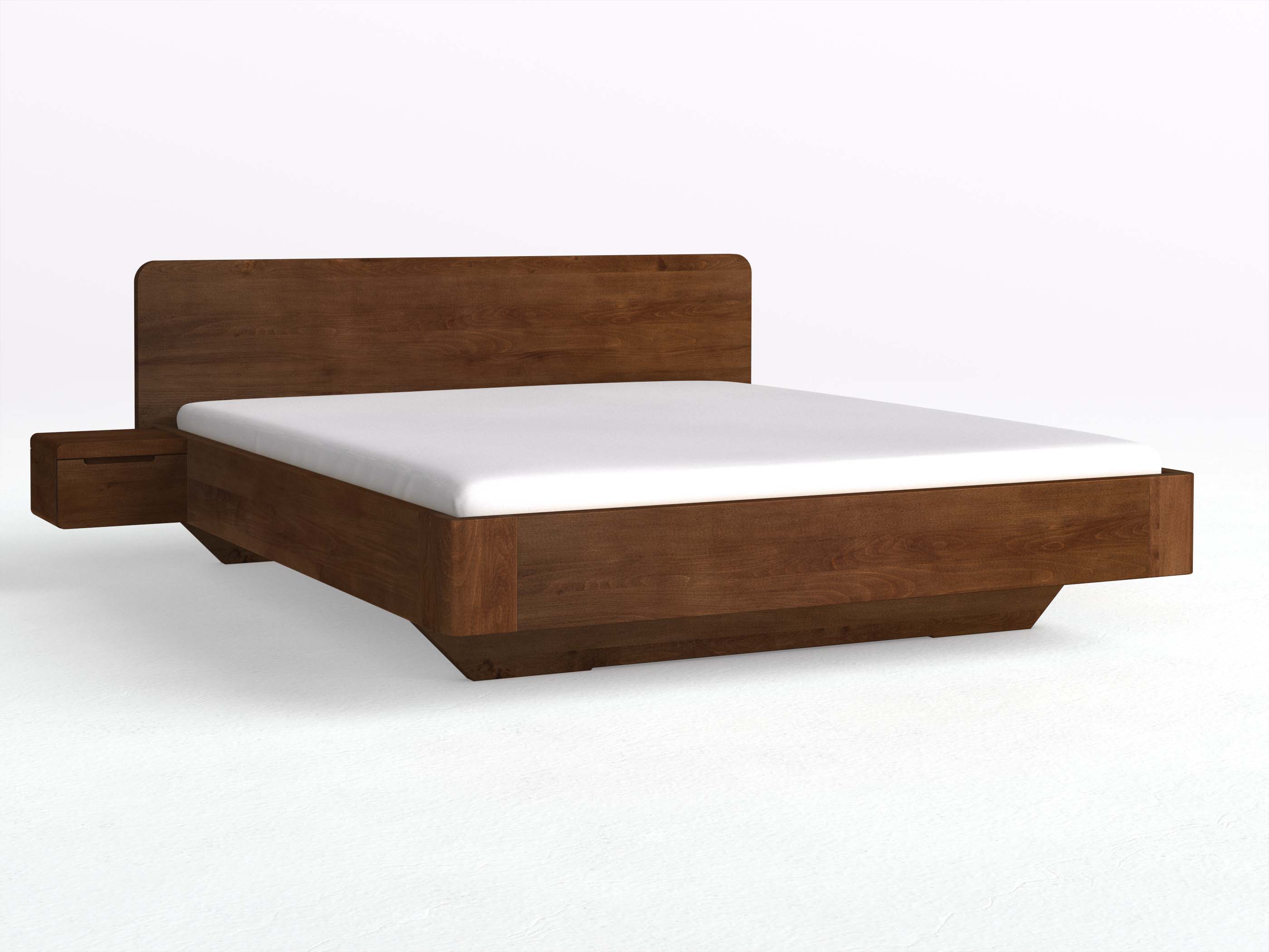 Buchenbett Dunkel „Clara“ mit 2 Nachttischen Griff: Griffleiste B