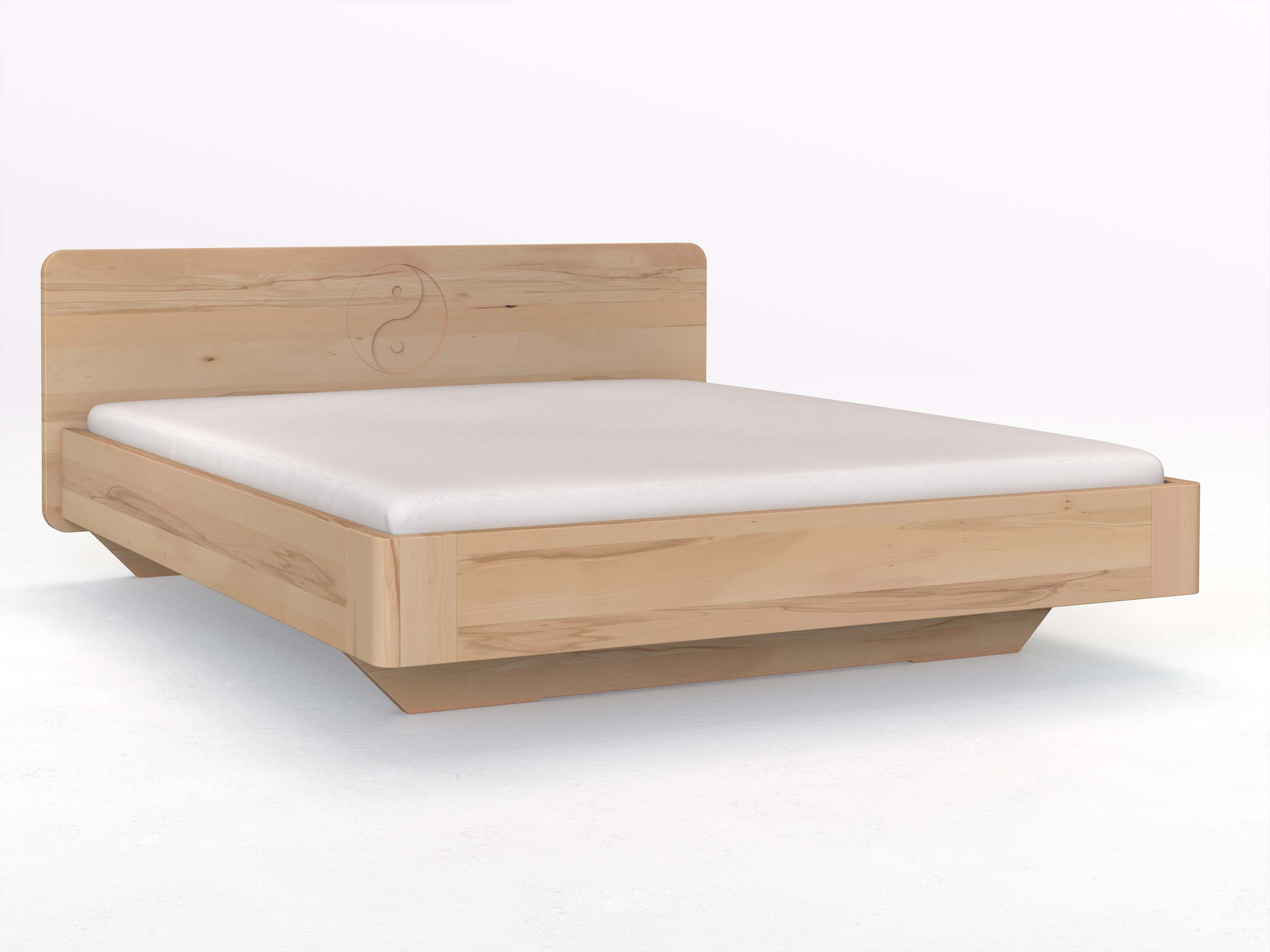 Buchenbett „Clara“ mit der Gravur „Yin + Yang“