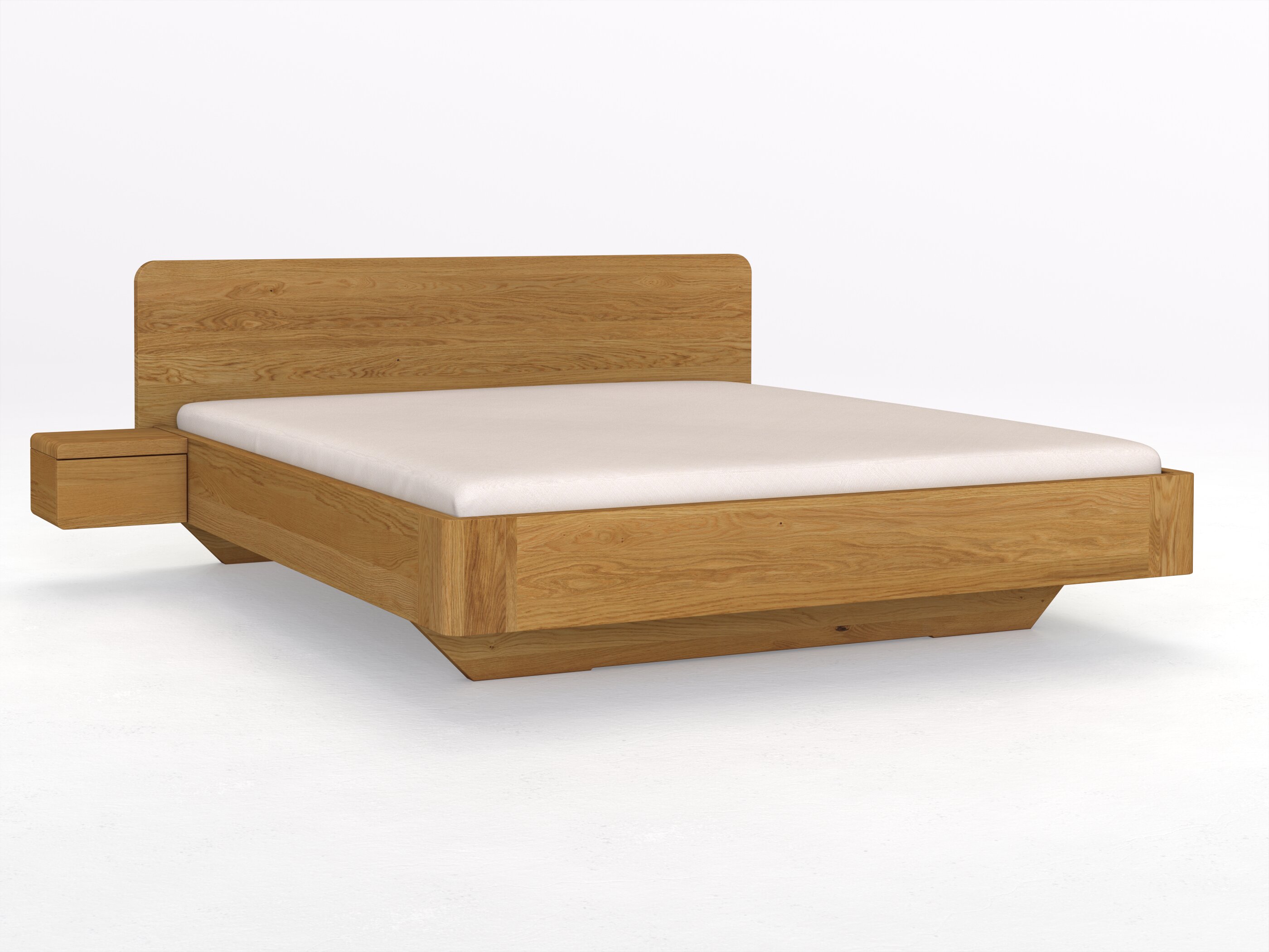 Eichenbett „Clara“ in 180 x 200 cm mit 2 Nachttischen - Griff: Grifflos