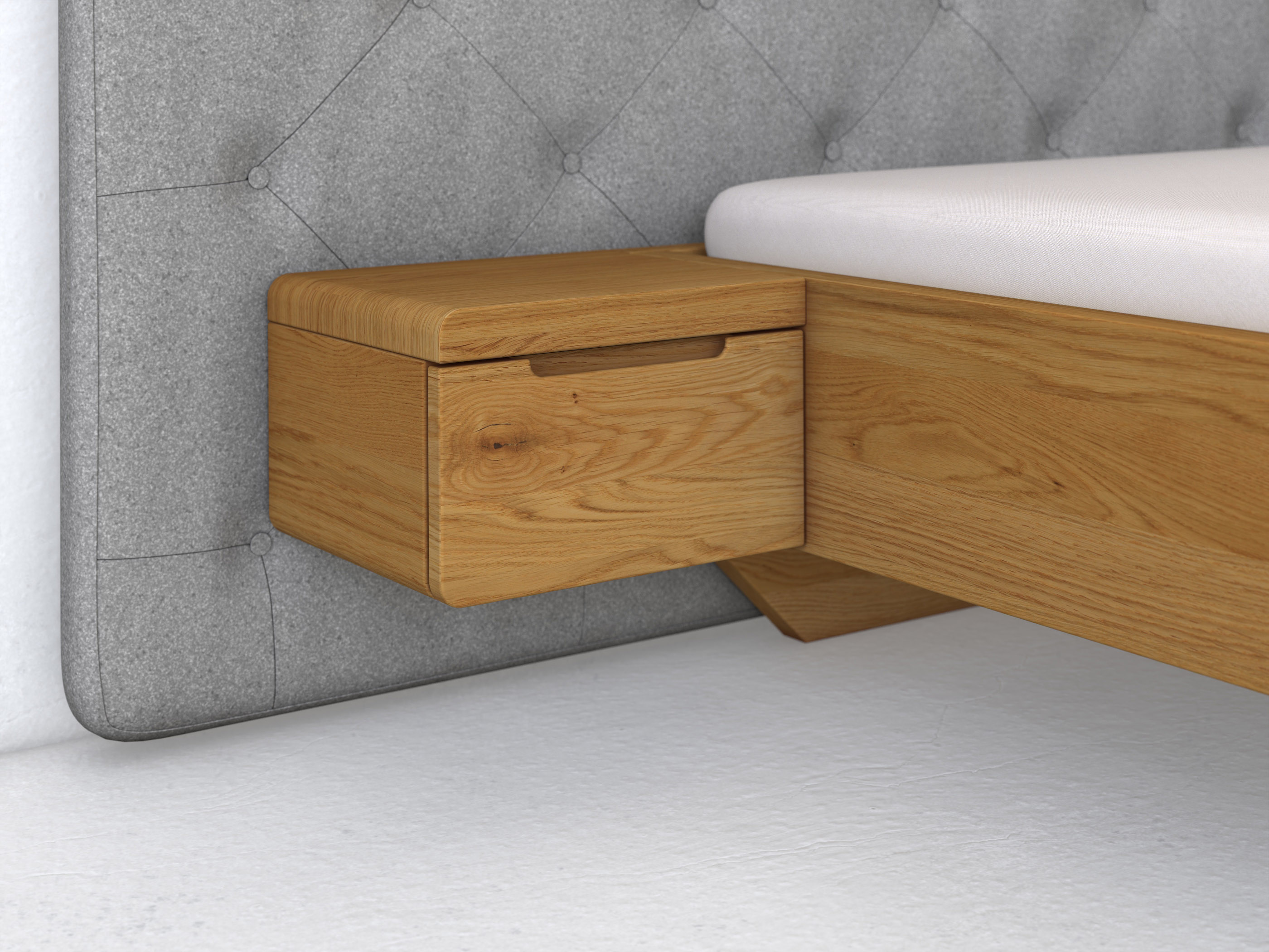 Eichenbett „Clarissa" mit Nachttisch, Griff: Griffleiste B