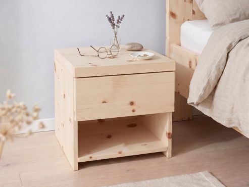 Nachttisch aus Zirbenholz mit Lade