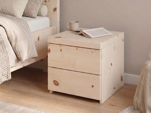 Nachttisch aus Zirbenholz mit Lade