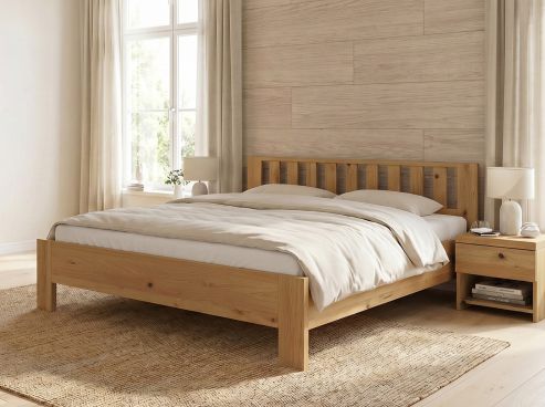 Bett „Bernhard“ aus Wildeiche Hell