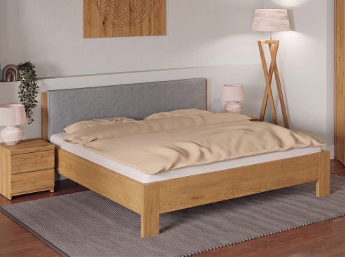 Bett Eiche „Bianca“ mit Polsterkopfteil