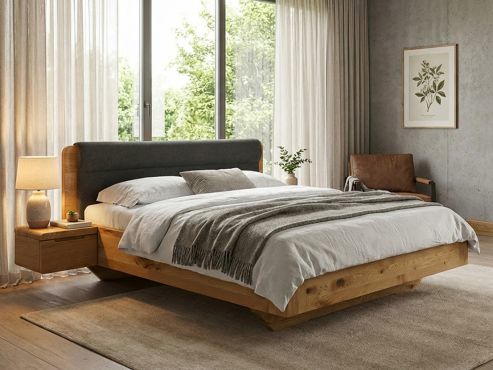 Wildeichenbett „Clara“ mit Polsterkopfteil