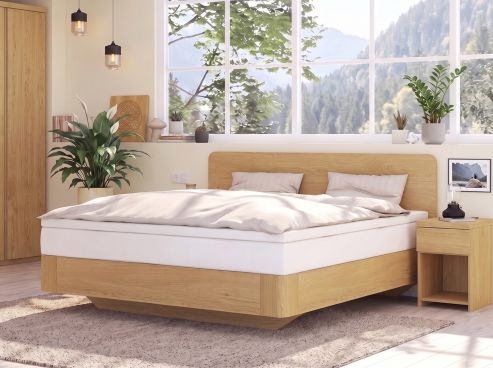 Boxspringbett „Clara“ aus Eiche Hell ohne Gravur