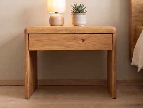 Nachttisch aus Zirbenholz mit Lade