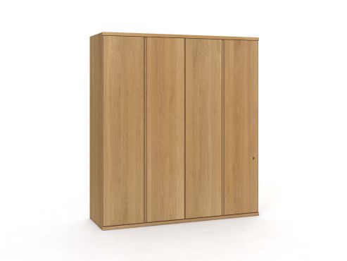 Eichenschrank Hell „Valentin“, 4-türig, Höhe 220 cm, Griffausführung „Patrizia“