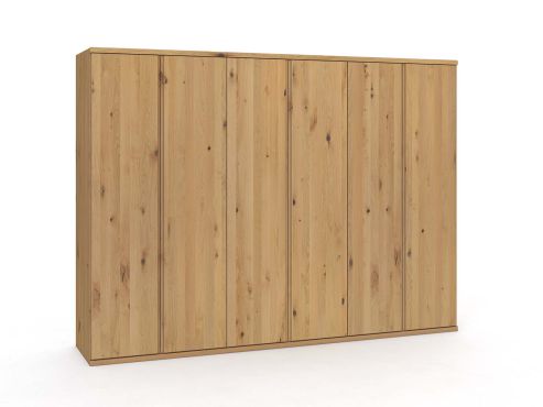 Wildeichenschrank Hell „Valentin“, 6-türig, Höhe 220 cm, Griffausführung „Patrizia“