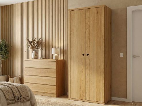 Eichenschrank „Egon“, 2-türig, Höhe 220 cm, Griffausführung „Lukas“