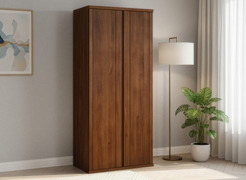 Buchenschrank Dunkel „Egon“, 2-türig, Höhe 220 cm, Griffausführung „Patrizia“, Inneneinrichtung: A