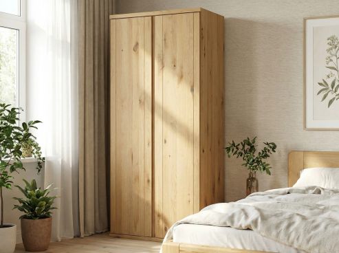 Wildeichenschrank Hell „Romana“, 2-türig, Höhe 220 cm, Griffausführung „Patrizia“