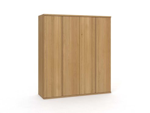 Eichenschrank Hell „Egon“, 4-türig, Höhe 220 cm, Griffausführung „Patrizia“