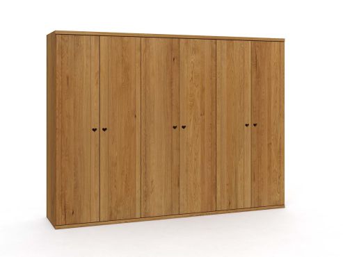 Eichenschrank „Egon“, 6-türig, Höhe 220 cm, Griffausführung „Heidi“