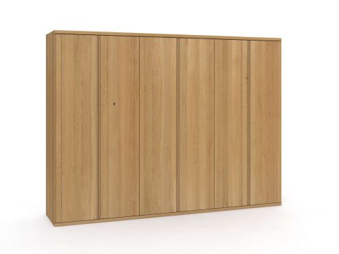 Eichenschrank Hell „Sandra“, 6-türig, Höhe 220 cm, Griffausführung „Patrizia“