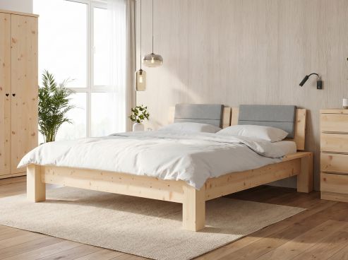 Zirbenholzbett "Hanna" mit einteiligem Kopfteil in 180 x 200 cm
