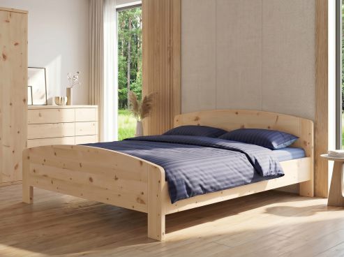 Zirbenbett „Kerstin“ 180 x 200 cm - mit niedrigem, rundem Fußteil