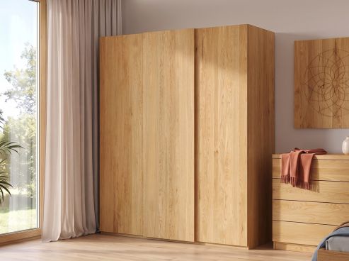 Eichenschrank „Ludwig", 3-türig, Höhe 220 cm, Inneneinrichtung: A, Grifflos