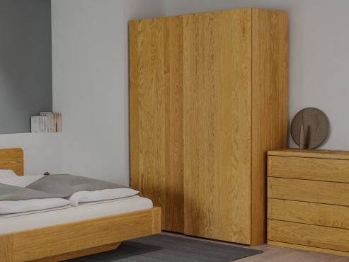 Eichenschrank „Ludwig", 2-türig, Höhe 220 cm, Inneneinrichtung: A, Grifflos