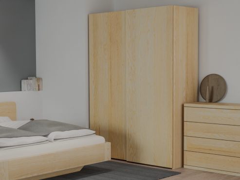 Eschenschrank „Ludwig", 2-türig, Höhe 220 cm, Inneneinrichtung: A, Grifflos