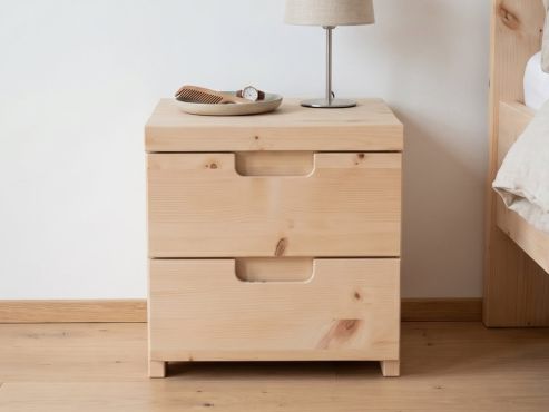 Zirbennachttisch „Lukas“ mit 2 Laden