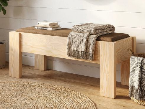 Bank Esche „Manfred“ in Komforthöhe, Stoff: Loden in der Farbe Zimtrinde