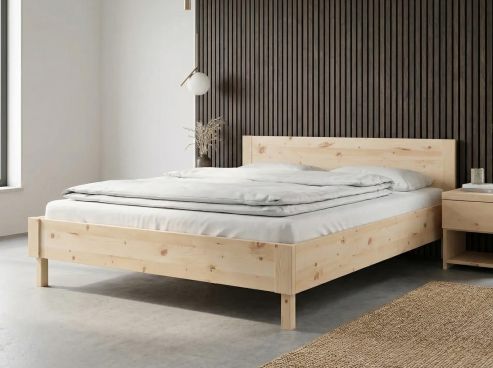 Zirbenbett „Max“ 180 x 200 cm mit geradem Kopfteil