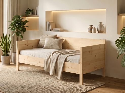 Zirben-Schlafsofa „Melanie“ 90 x 200 cm - mit zwei Armlehnen