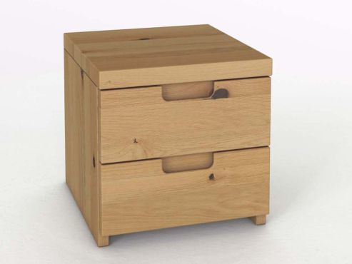 Nachttisch „Lukas“ aus Wildeiche Hell mit 2 Laden
