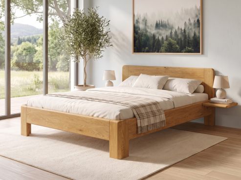 Eichenbett „Niklas“ in 180 x 200 cm, mit zwei Ablagen