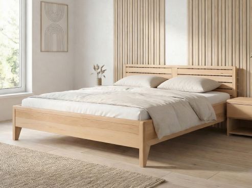 Eichenbett „Nina“ in 180 x 200 cm, mit erhöhtem Fußteil