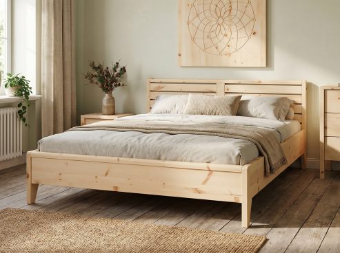 Zirbenbett "Nina" 180 x 200 cm - mit geradem Fußteil
