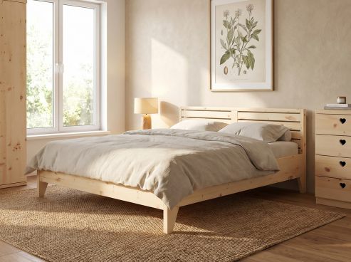 Zirbenbett "Nina" 180 x 200 cm - mit geradem Fußteil