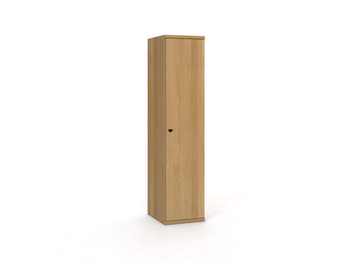 Eichenschrank Hell „Romana“, 1-türig, Höhe 220 cm, Griffausführung „Heidi“,  Türanschlag rechts