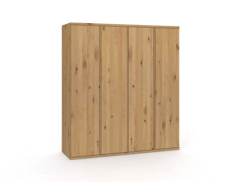 Wildeichenschrank Hell „Romana“, 4-türig, Höhe 220 cm, Griffausführung „Patrizia“