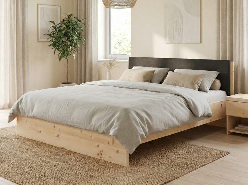 Zirbenbett „Raphaela“ mit Polsterkopfteil