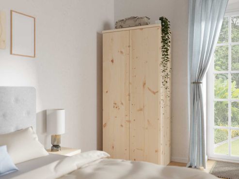 Zirbenschrank „Romana“, 2-türig, Höhe 220 cm, Griffausführung „Lukas“