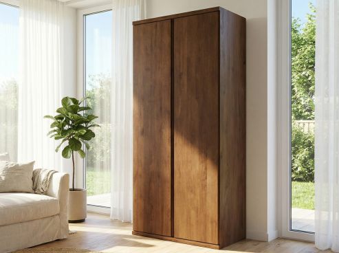 Buchenschrank Dunkel „Romana“, 2-türig, Höhe 220 cm, Griffausführung „Heidi“, Inneneinrichtung: A