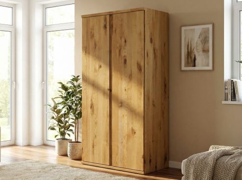 Wildeichenschrank „Romana“, 2-türig, Höhe 220 cm, Griffausführung „Patrizia“